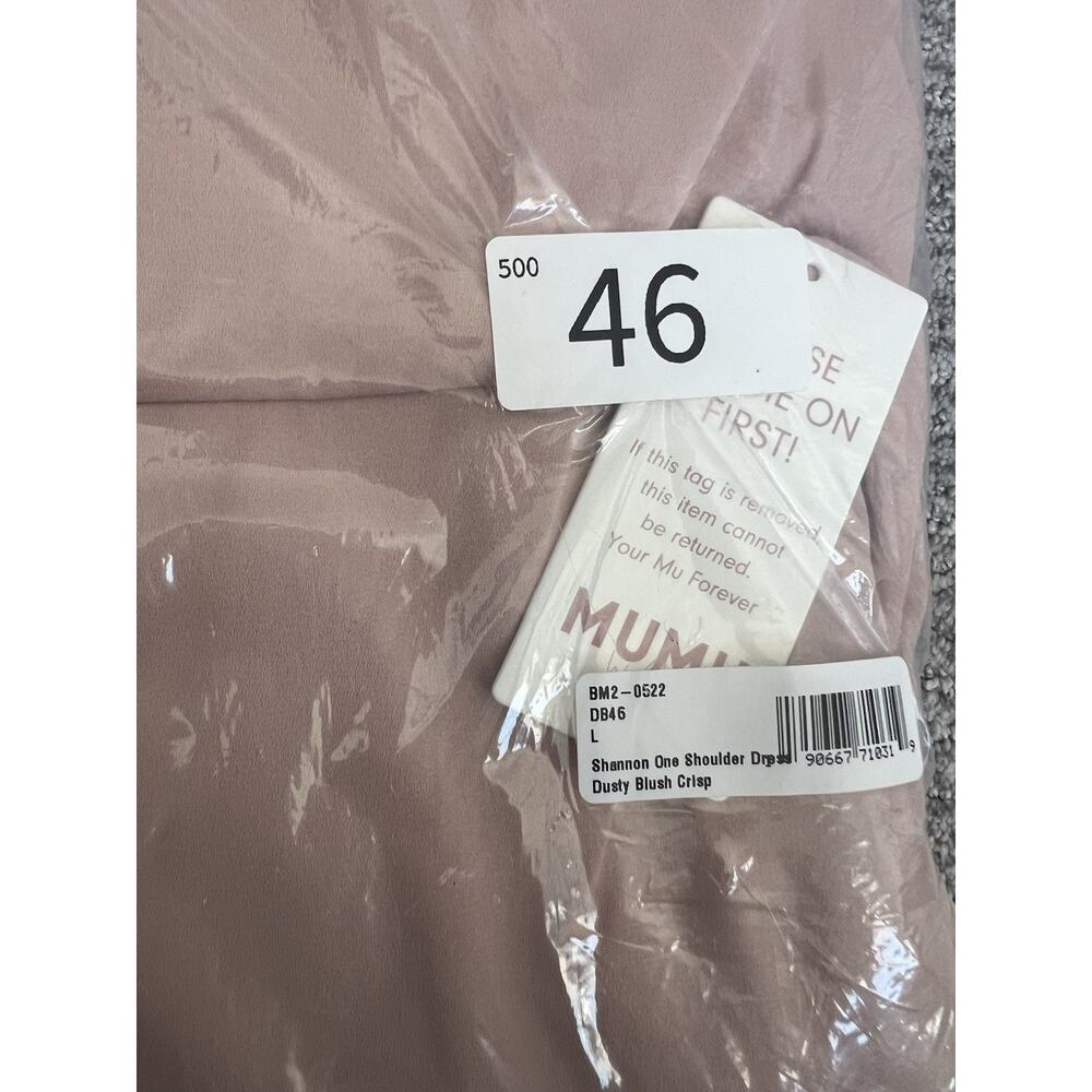 Show Me Your Mumu Shannon One Shoulder Bridesmaid Dress Dusty Blush Crisp NWT L - Picture 7 of 7